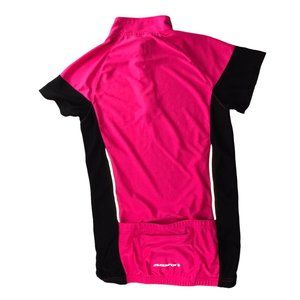 Muddyfox Cycling Triathlon Shirt, Short Sleeve.  Hot Neon Pink Black Women's 10